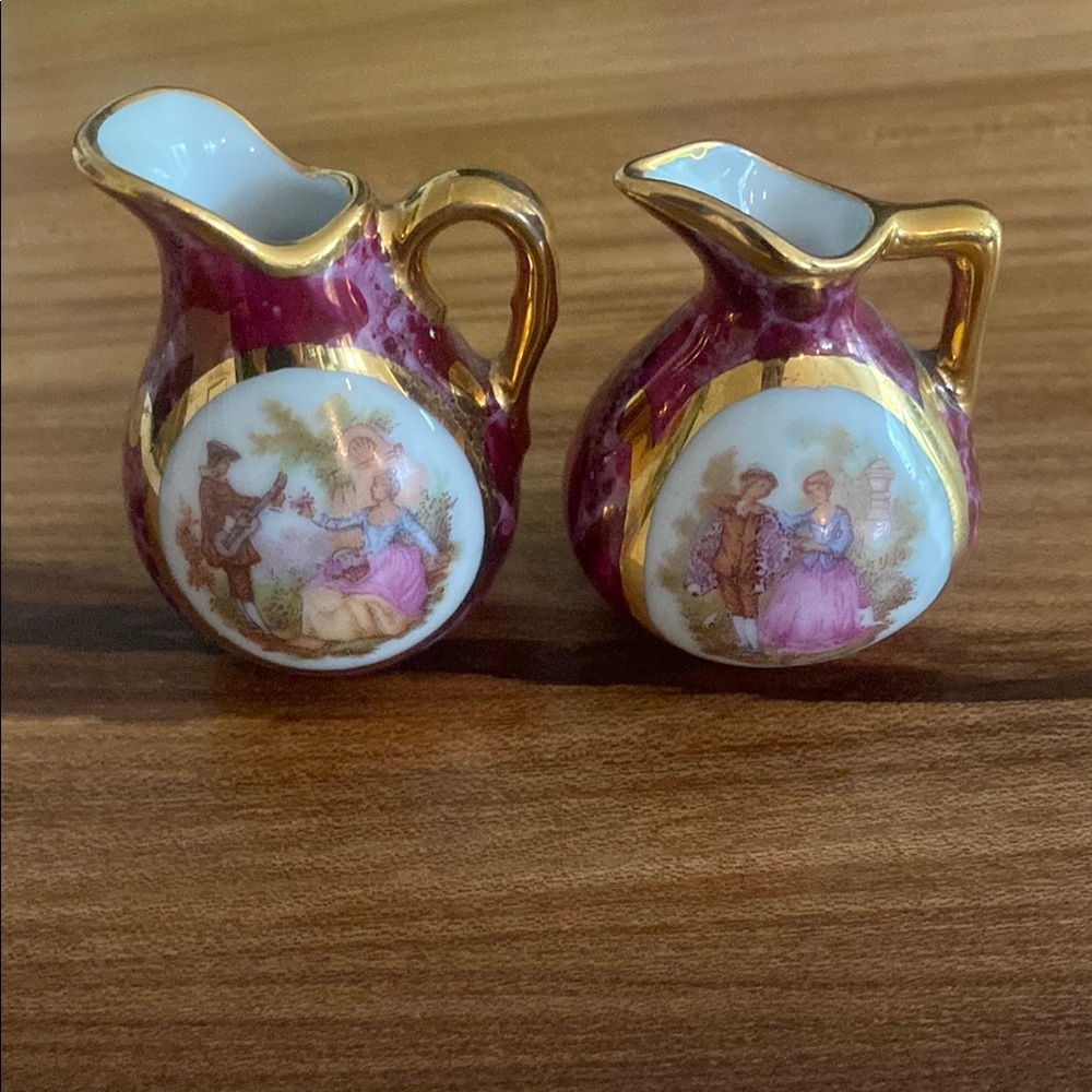 Royal Limoges Pink and Gold Miniature Pitchers